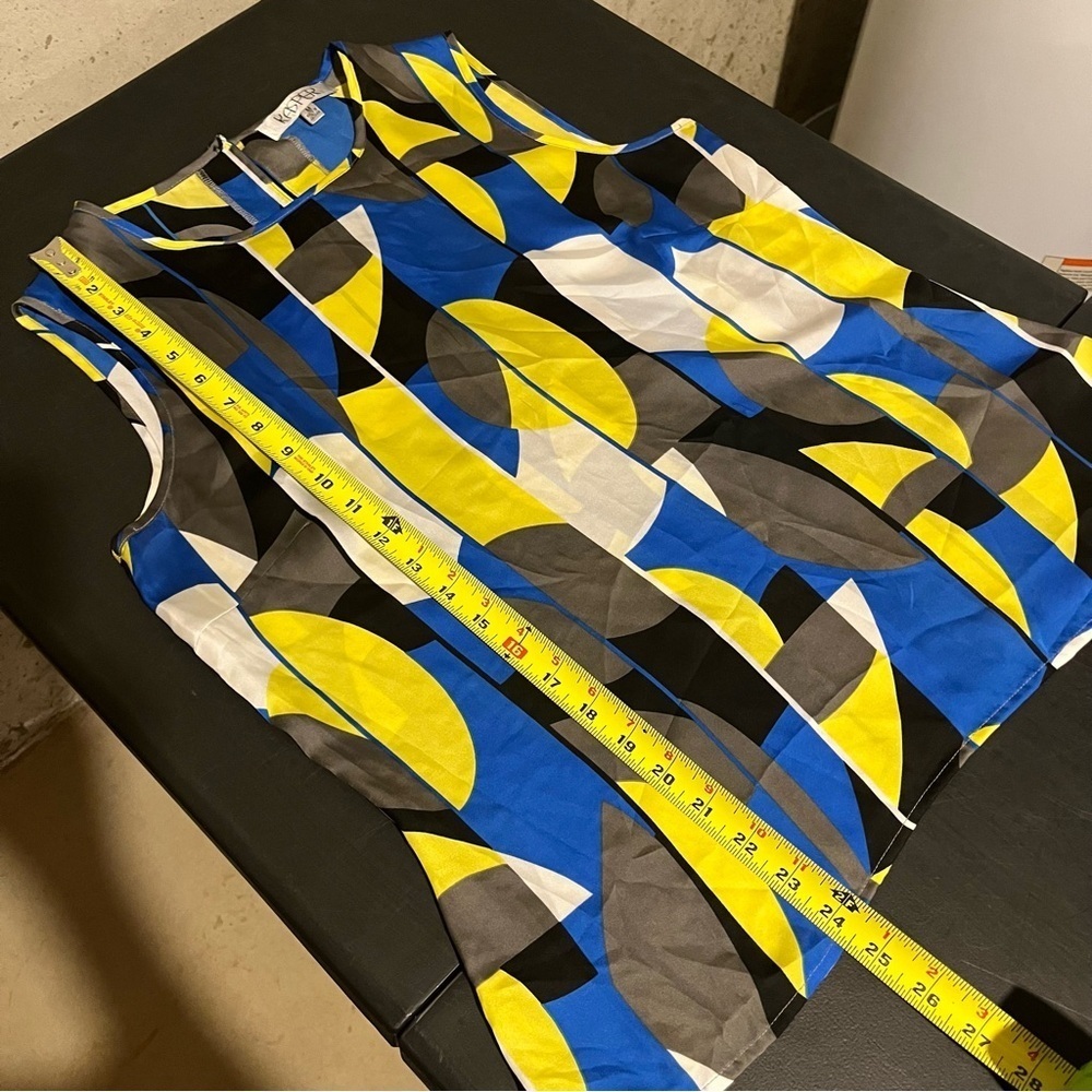 KASPER Women's Lightweight Polyester Tank Top Geometric Blue Yellow Size M - Picture 6 of 6